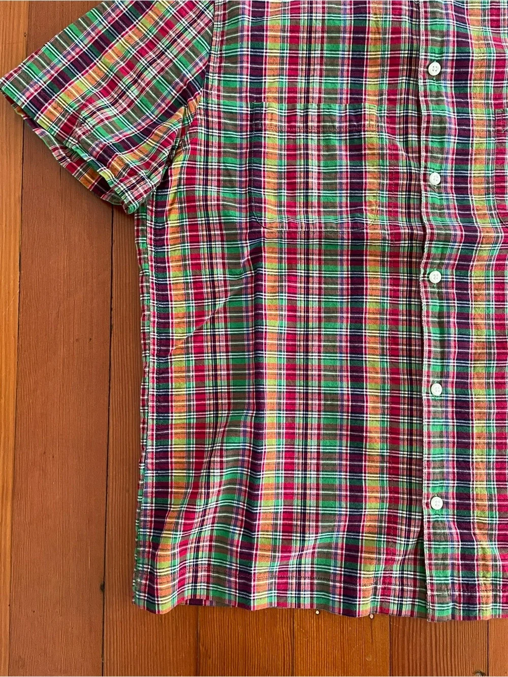 Men’s J.Crew Madras Short Sleeve Button Up